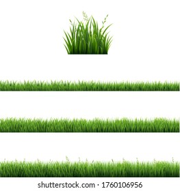 Green Grass Frames Set In Isolated Transparent Background, Vector Illustration