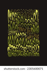 green grass glowing in the dark hand drawn