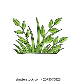 grünes Gras, handgezeichnet für Design-Cartoon-Stil