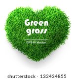 Green grass heart. Vector illustration