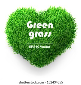 Green grass heart. Vector illustration