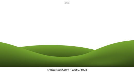 Green grass hill background isolated on white. Outdoor abstract background for natural template design. Vector illustration.