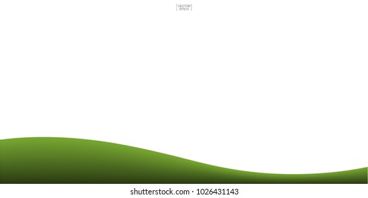 Green grass hill background isolated on white. Outdoor abstract background for natural template design. Vector illustration.