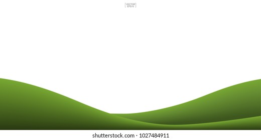 Green grass hill background isolated on white. Outdoor abstract background for natural template design. Vector illustration.