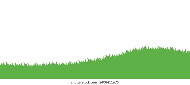Green Grass Horizontal Border Meadow isolated on white background for Nature and Garden Background Banner Element Decoration