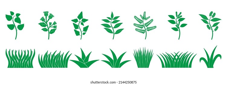 green grass icon set, green grass vector set sign symbol