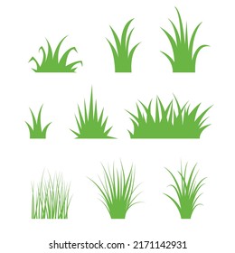 Green grass icon set vector on white background. Natural, organic, bio, eco label and shape