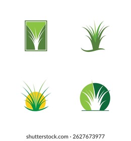 Green grass icon set vector icon logo character premium illustration