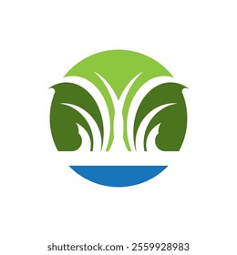 Green grass icon and symbol template
