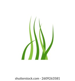 Green Grass Icon Vector Illustration, Nature Lawn Symbol Isolated on White Background