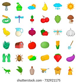Green grass icons set. Cartoon style of 36 green grass vector icons for web isolated on white background