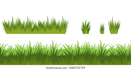 
green grass illustration, green grass collection. Nature vector illustration, land ecosystem grass.
