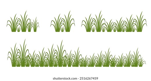 
green grass illustration, collection. Vector illustration of nature, flowers, grass including land ecosystems.
