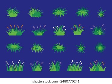 Green Grass Illustration Elemetn Set