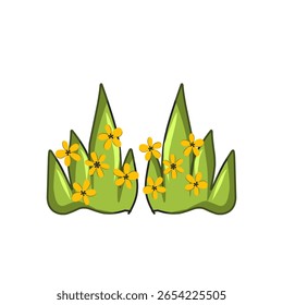 Ilustración de hierba verde, hierba y flores Vector