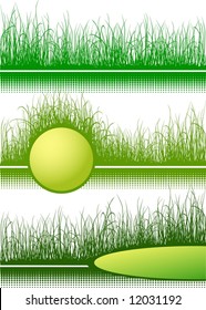 Green grass isolated on white - 3 images - vector