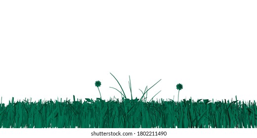 El césped verde aislado de fondo blanco. Ilustración del vector