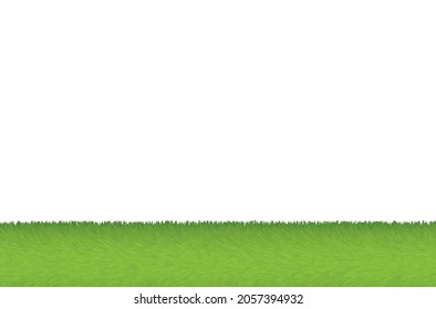 Green grass isolated on white background.Texture or wallpaper.Natural landscape.Fresh lawn border element and plants.Turf or hill.Park and outdoor.Meadow field.Cartoon vector illustration.