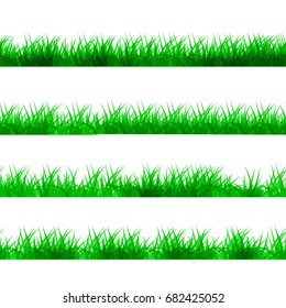Green Grass, Isolated On White Background, Illustration seamless