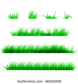 Green Grass, Isolated On White Background, Illustration