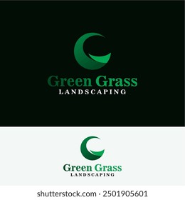 Green grass landscaping letter nature logo design ideas business name editable vector template  royalty free image