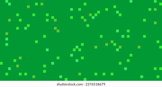 Green grass lane flat pixel art illustration in retro game style. Seamless pattern with pixelated texture of bush or tree blocks. Vector background