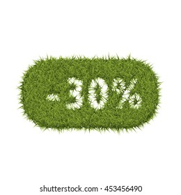 Green grass lawn with the text discount offers.Discount label, vector illustration.