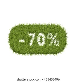 Green grass lawn with the text discount offers.Discount label, vector illustration.