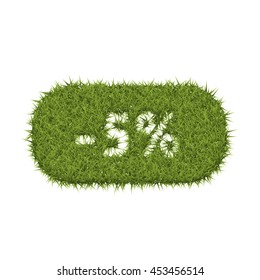 Green grass lawn with the text discount offers.Discount label, vector illustration.