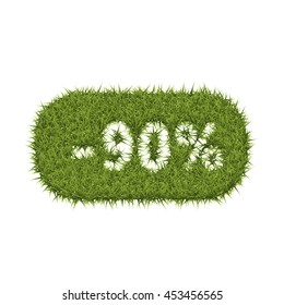 Green grass lawn with the text discount offers.Discount label, vector illustration.