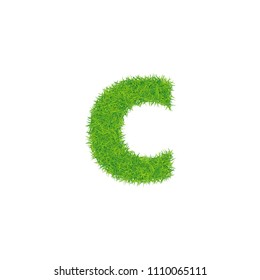 Green grass letter c on white background.