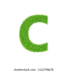 Green grass letter c on white background