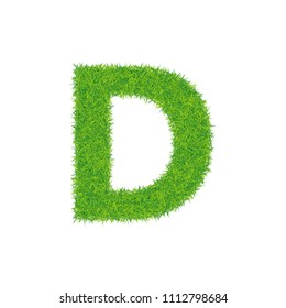 Green grass letter d on white background