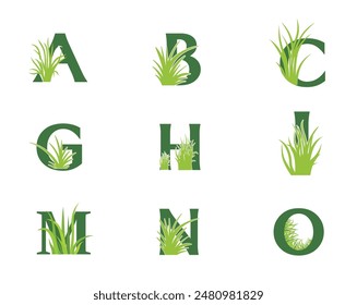 Green Grass Letter Logo Vector Set 