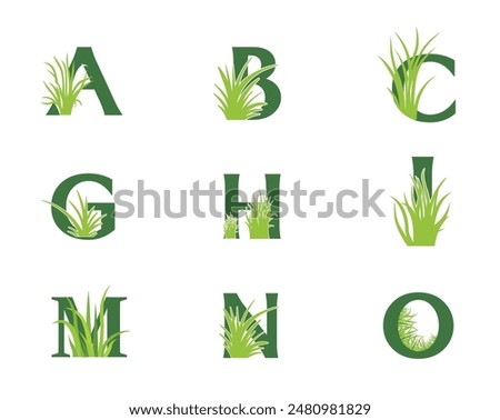 Green Grass Letter Logo Vector Set 