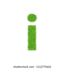 Green grass letter i on white background.