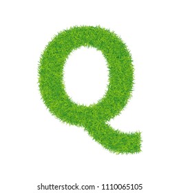 Green grass letter q on white background