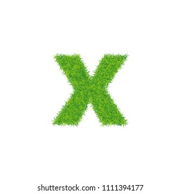 Green grass letter x on white background.