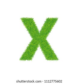 Green grass letter x on white background