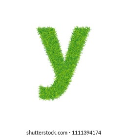 Green grass letter y on white background.