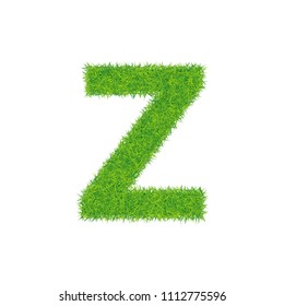 Green grass letter z on white background