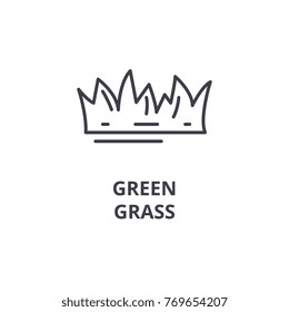 green grass line icon, outline sign, linear symbol, vector, flat illustration