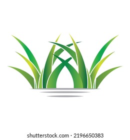 Green Grass Logo Design, Farm Landscape Illustration, Natural Scenery Vector