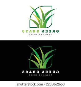 Green Grass Logo Design, Farm Landscape Illustration, Natural Scenery Vector