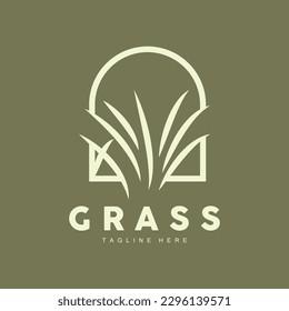 Green Grass Logo Design, Farm Landscape Illustration, Natural Scenery Vector