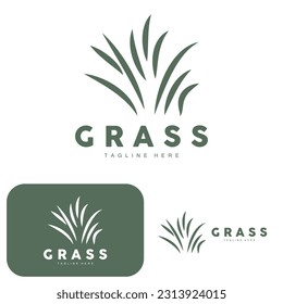 Green Grass Logo Design, Farm Landscape Illustration, Natural Scenery Vector