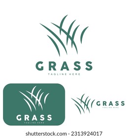 Green Grass Logo Design, Farm Landscape Illustration, Natural Scenery Vector