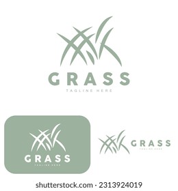 Green Grass Logo Design, Farm Landscape Illustration, Natural Scenery Vector