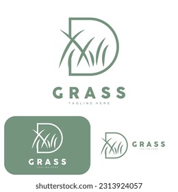 Green Grass Logo Design, Farm Landscape Illustration, Natural Scenery Vector