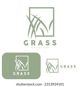 Green Grass Logo Design, Farm Landscape Illustration, Natural Scenery Vector